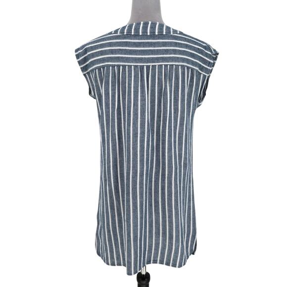Madewell Dress Womens Small Blue White Stripe Tunic Cotton Pullover Beach Resort - Picture 2 of 11